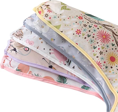 Miniatura 6 de Babero de manga, paquete de 5, baberos impermeables para bebé de 3 a 24 meses, fáciles de limpiar con toalla