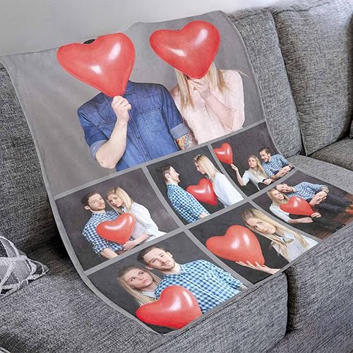 Miniatura 2 de YESCUSTOM Manta personalizada con texto fotográfico, manta personalizada con mis propias imágenes para Navidad, familia, mamá, papá, perro,