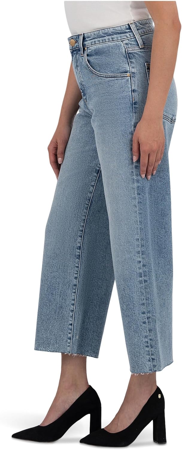 KUT from the Kloth Women's Gwen High-Rise Wide Leg Slouchy Raw Hem 5 Pockets in Acute - Image 2