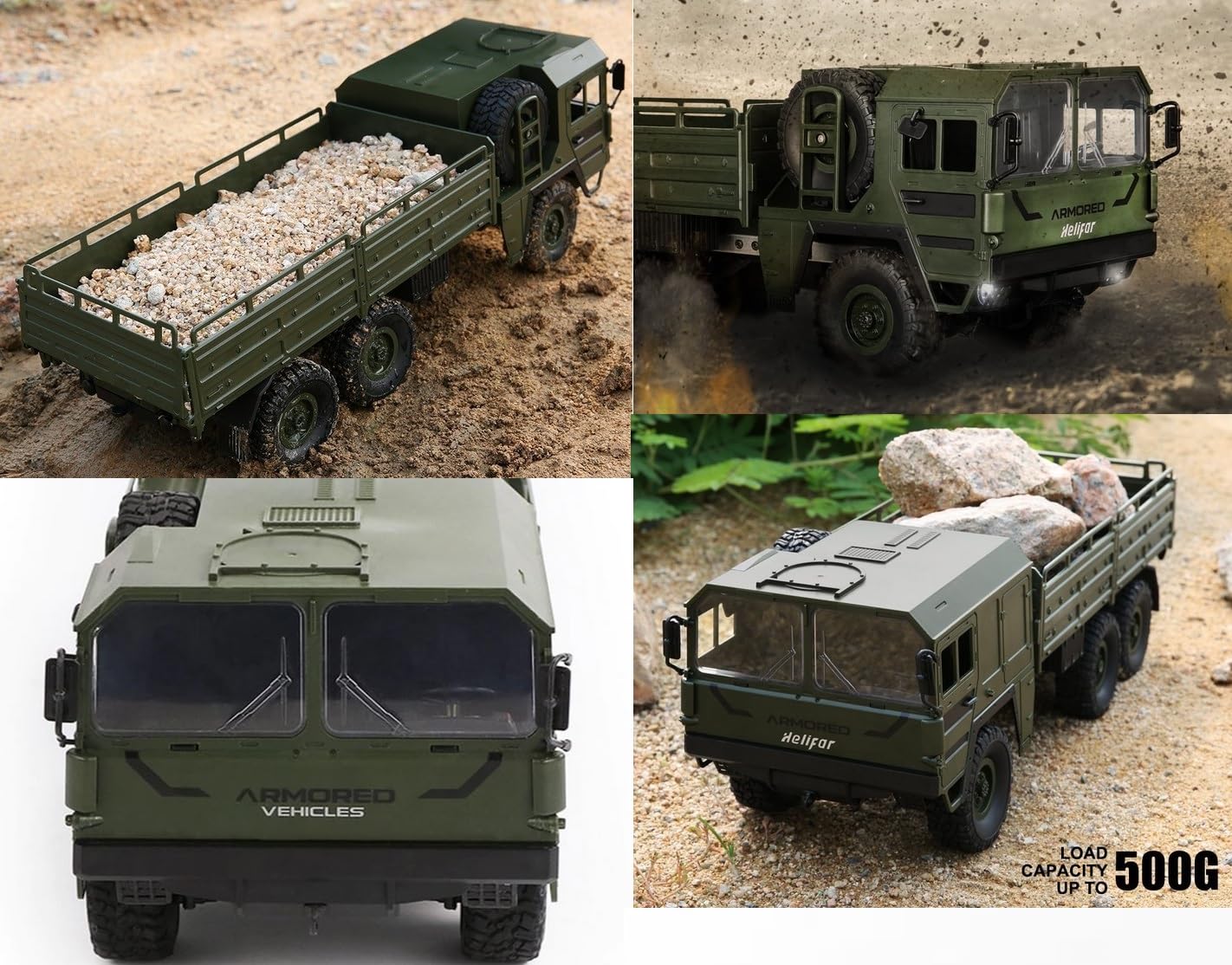 RTR RC LKW Militär Army Truck Komplett Off Road Lastwagen 1:16 Q64 6WD 2,4G Fernbedienung Modell Simulation Transporter Grün Geschenke für Jungen und Männer