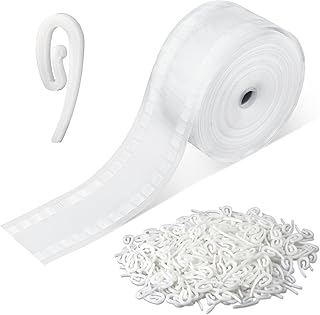 KALIONE 25m White Wave Fold Curtain Tape with 350 Hooks for Home Making Pleated Curtains