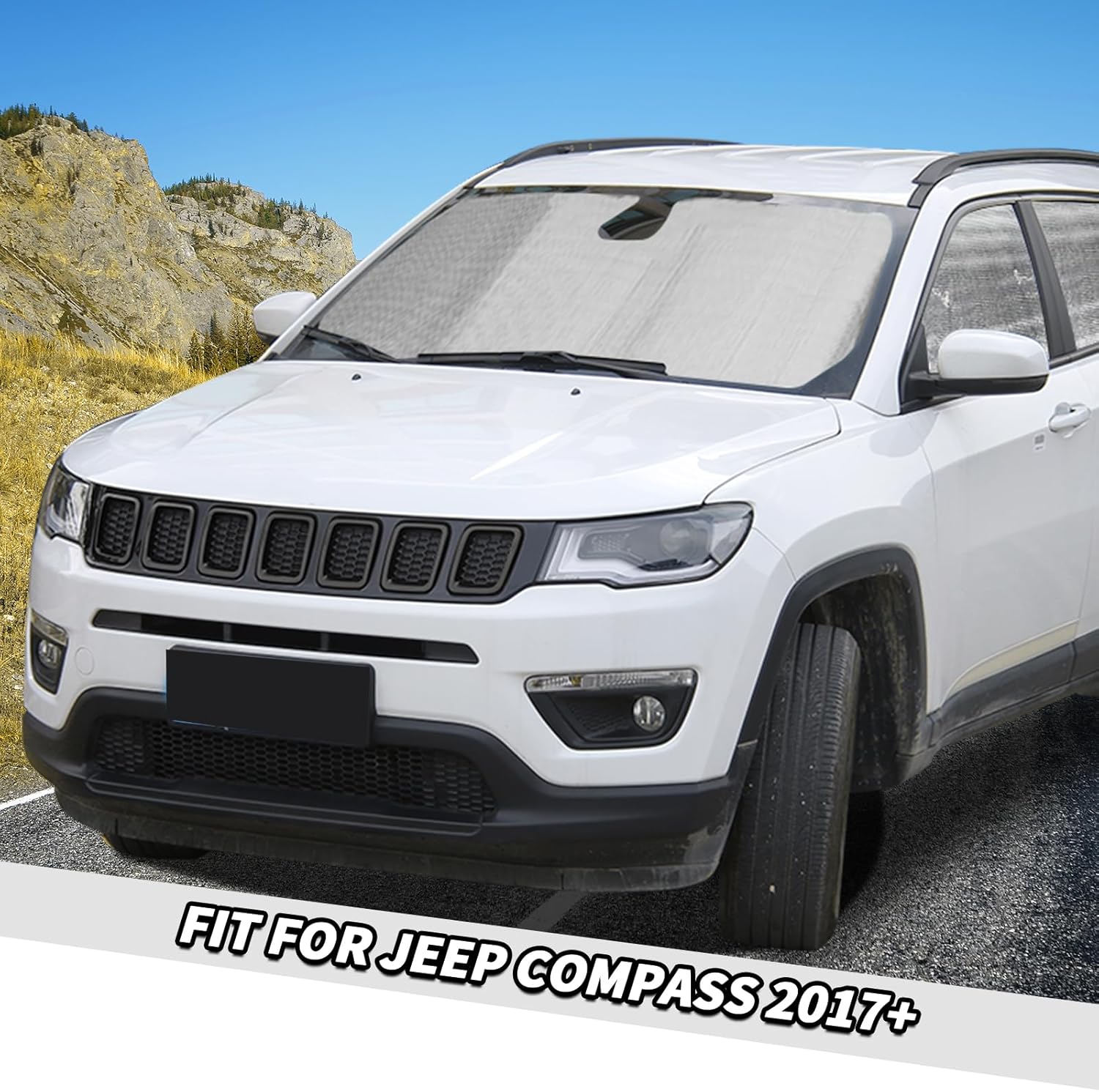 Jimen Fit for Jeep Compass 2017-2025, 8PCS Car Front and Side Window Shades Windshield Sun Visor