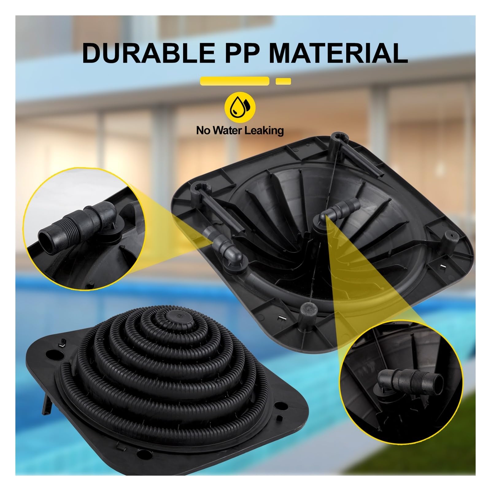 Kit de chauffage pour piscine, Chauffe-dôme solaire pratique dans le sol/hors sol chauffe-eau de piscine dôme chauffé par le soleil noir for piscines extérieures Pour piscines hors-sol et enterrées