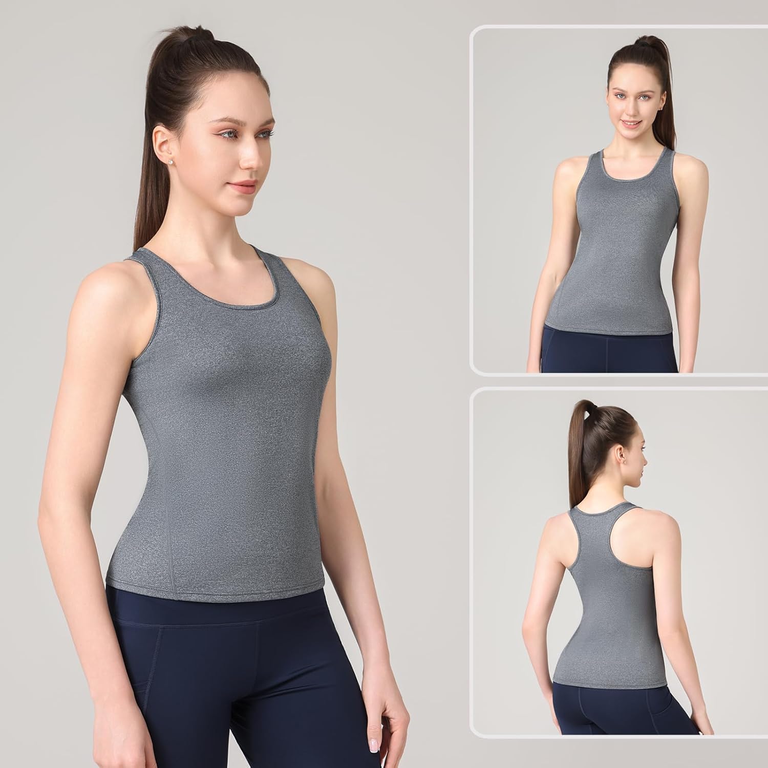 Workout Tank Tops for Women 3Pack Athletic Racerback Sports Compression Sleeveless Dry Fit Shirts - Image 3