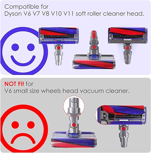 Miniatura 2 de Juego de barras de cepillo de rodillo suave y ruedas de rodillo y ejes compatibles con Dyson V6 V7 V8 V10 V11 Aspiradora FluffyAbsolute Head Piezas