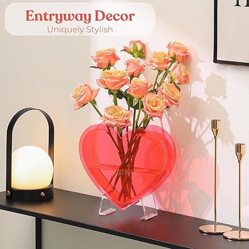 Miniatura 5 de Jarrón de corazón, jarrón acrílico en forma de corazón para flores, decoración del día de San Valentín, regalos del día de San Valentín para ella,
