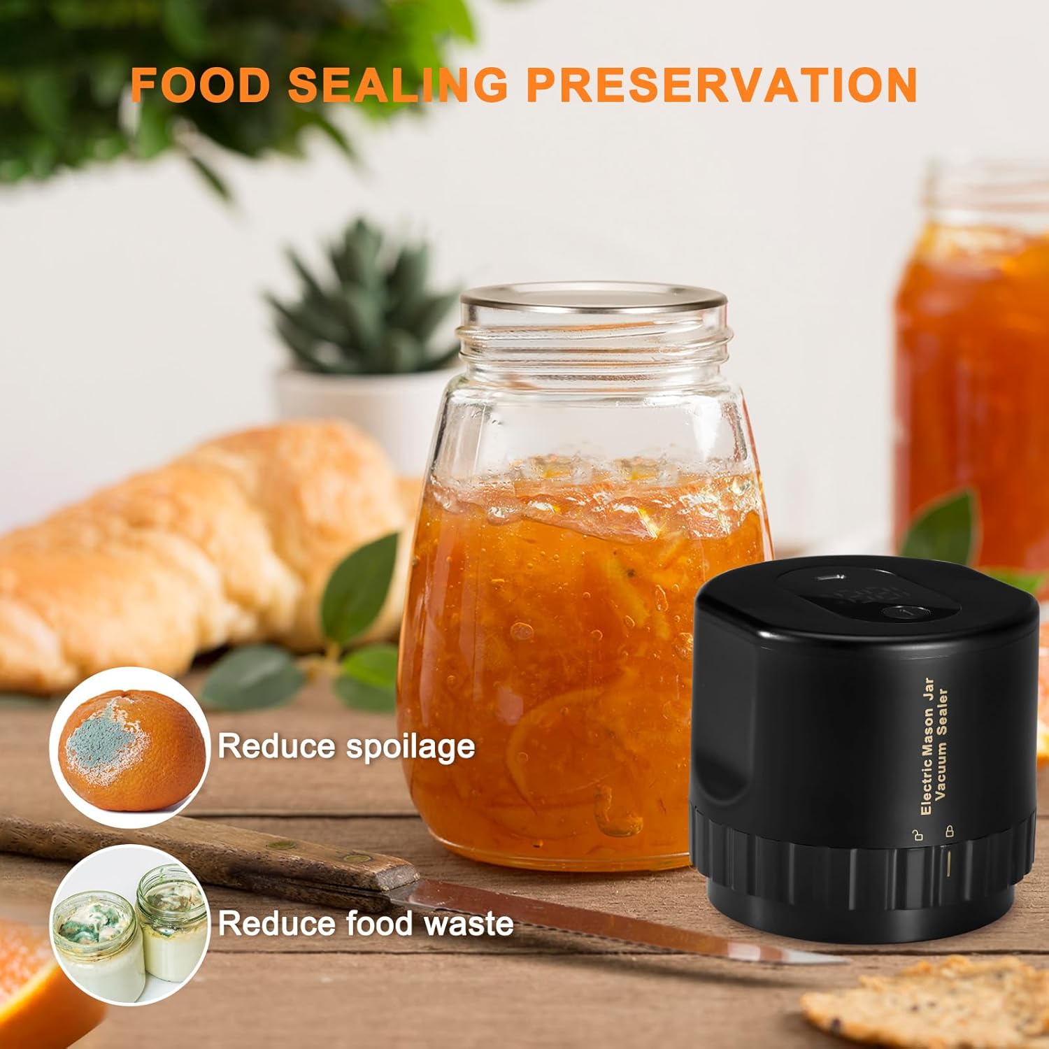 Mason Jar Vacuum Sealer - Electric Mason Jar Vacuum Sealer Kit for Wide Mouth & Regular Mouth Canning Jars,Vacuum Sealing Machine with auto-stop function, Vacuum Sealing Machine Storage（Black)