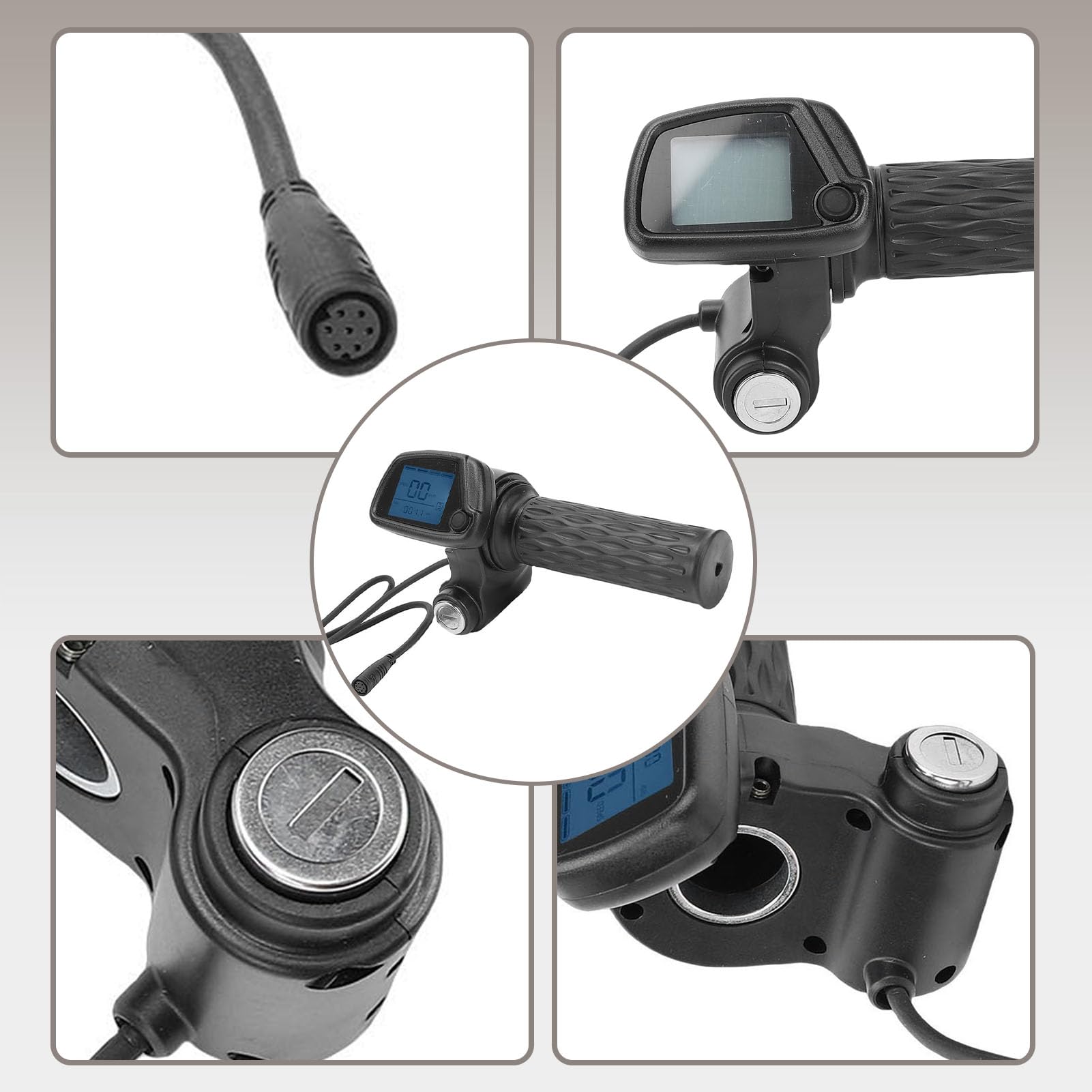 Akozon Gashebel mit Integriertem Display, LCD-Ersatzdrehgas für Elektro-Dirtbike Tuttio Soleil 01 Kugoo Wish 01