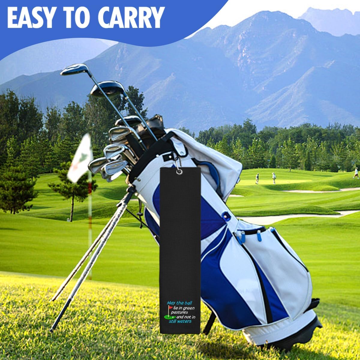 Hafhue May The Ball Lie in Green Pasture and Not in Still Water Embroidered Golf Towel - Men & Women's Golf Accessory Gift for Dad, Grandpa Retirement - Image 4