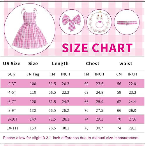 Miniatura 4 de Girls Costume Dress, 3-11 Years Kids' Movie Cosplay Pink Outfit with Accessory Sets for Halloween Party Birthday
