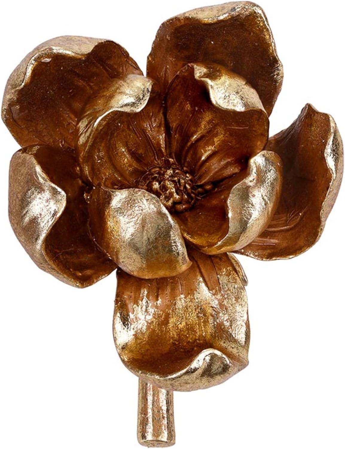 47th & Main Golden Sculptural Botanical Flower Accent Modern Décor for Coffee Table, 4.5" x 3.25" x 3" Tall, Gold Magnolia
