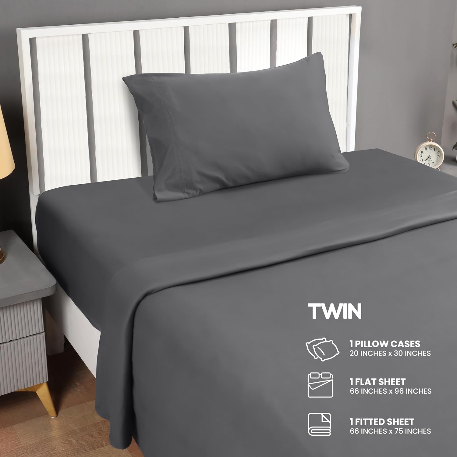 Utopia Bedding Twin Sheet Set - Jersey Knit Sheets 3 Piece – Cotton – Soft T-Shirt Stretchy Sheets (Twin, Dark Grey)