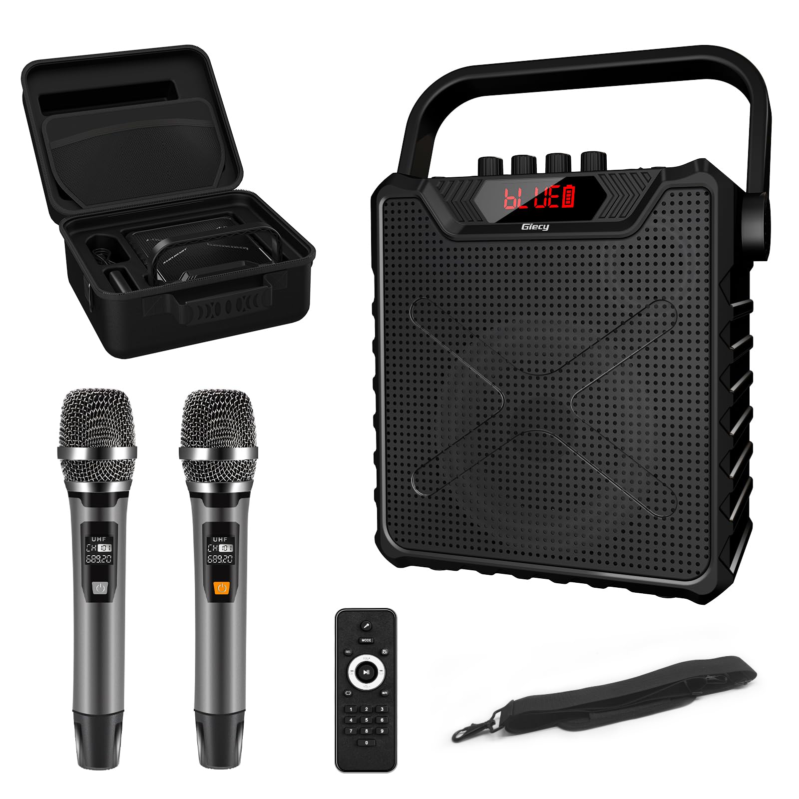Amazon | Giecy スピーカーセット 拡声器 ワイヤレスマイク2本