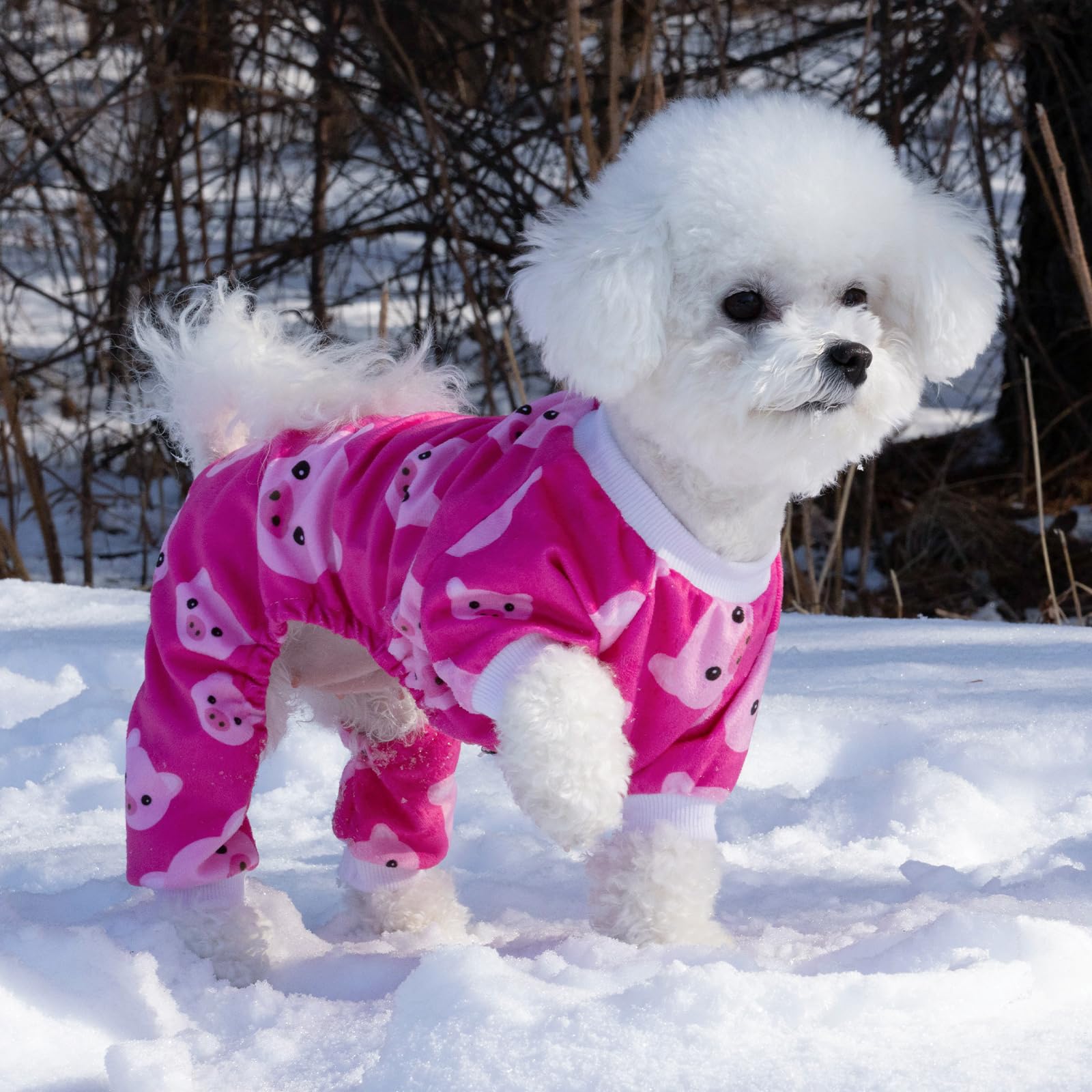 CuteBone Pigiama per cani rosa Tuta Pjs Abbigliamento animali domestici morbido pile