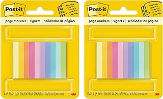 Post-it Page Markers, Assorted Bright Colors, 1/2 x 2-Inches, 50-Markers/Pad, 10-Pads/Pack, 2-Pack