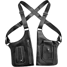 Double Shoulder Armpit Bag Leather Anti-Theft Wallet phone Bag Black