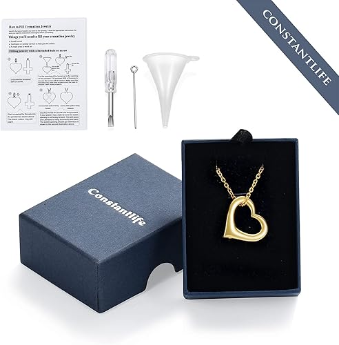 Miniatura 7 de constantlife Joyería de cremación para cenizas Colgante de corazón conmemorativo collar de urna conmemorativa soporte para cenizas de acero