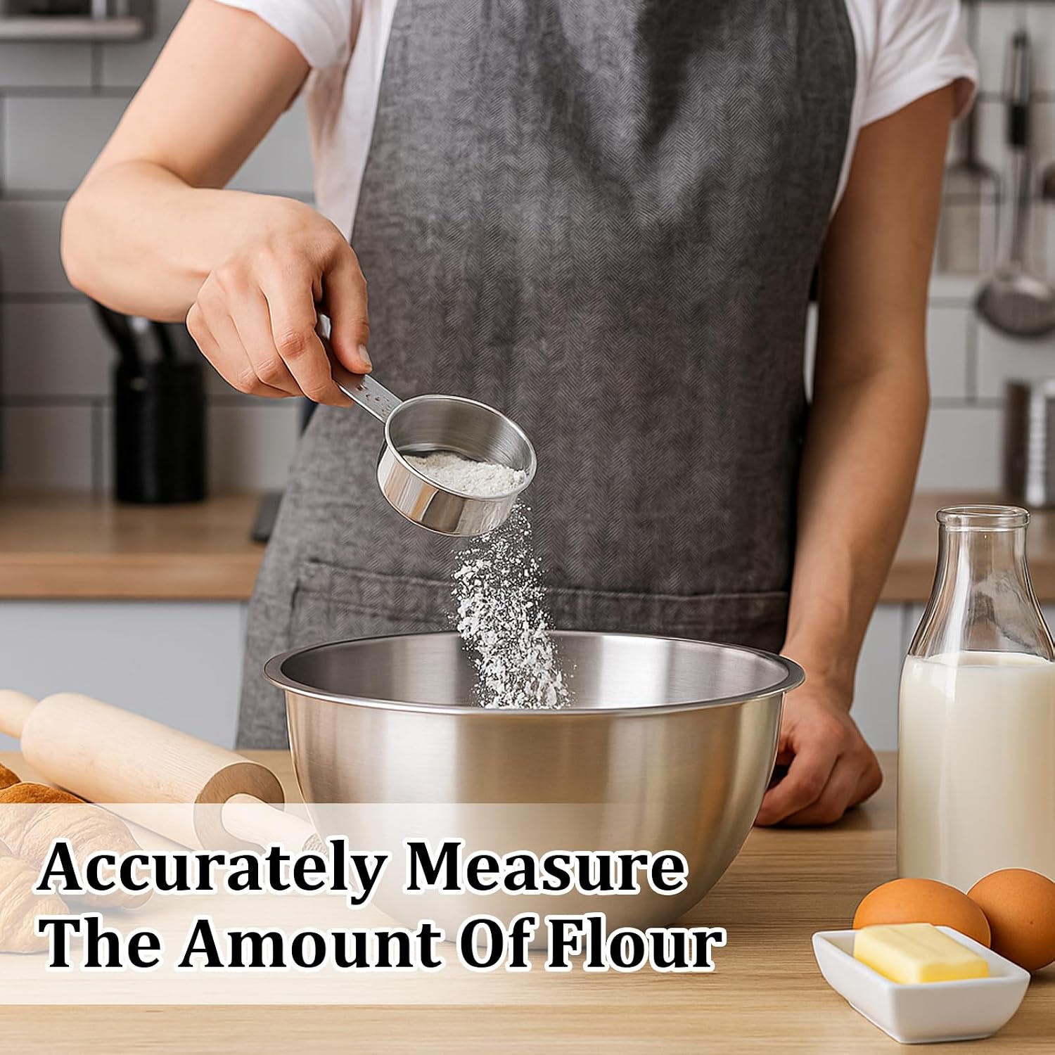 4 Pcs 1/4 Cup Measuring Cup, 60 ml Stainless Steel Measuring Cup, Single Inner Scale Metal 1/4 Cups for Coffee Cooking Baking