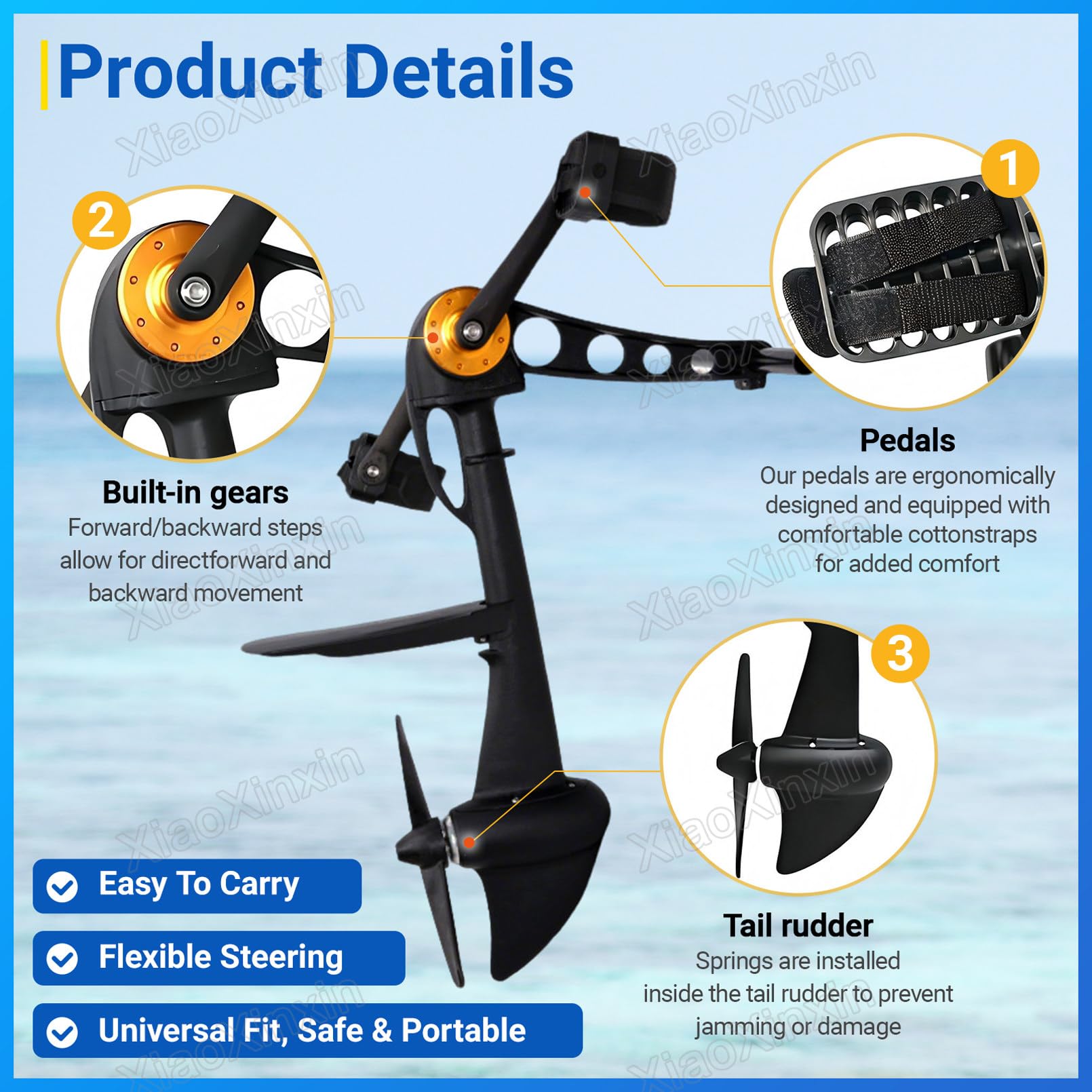 Motore a Pedali per Kayak, Motore per Paddleboard gonfiabili | unità di azionamento per barche da pesca, compatibile con kayak e SUP, pagaie per kayak per pesca e caccia, adulti e bambini
