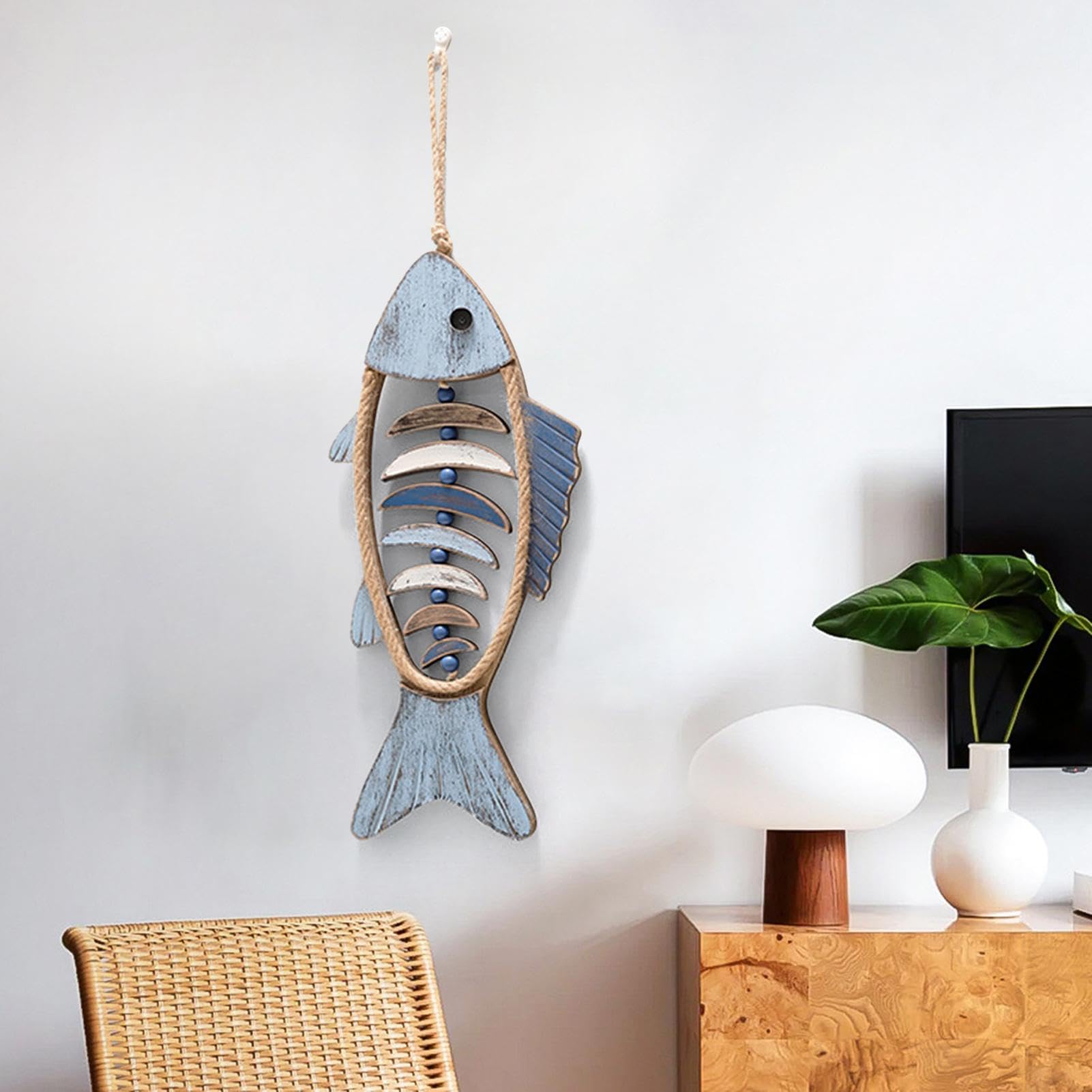 Amazon.co.jp: 魚の壁アート装飾 - 木製魚航海装飾、魚アートウォール