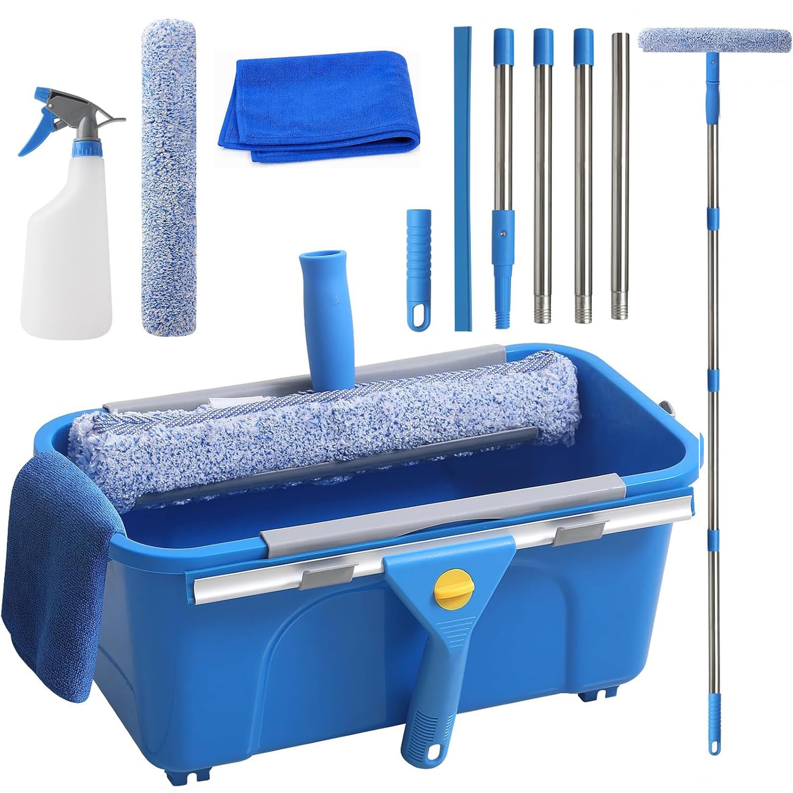 Limpia Cristales de Ventanas, Equipo Kit con 12L Cubo Window Cleaner 35 cm