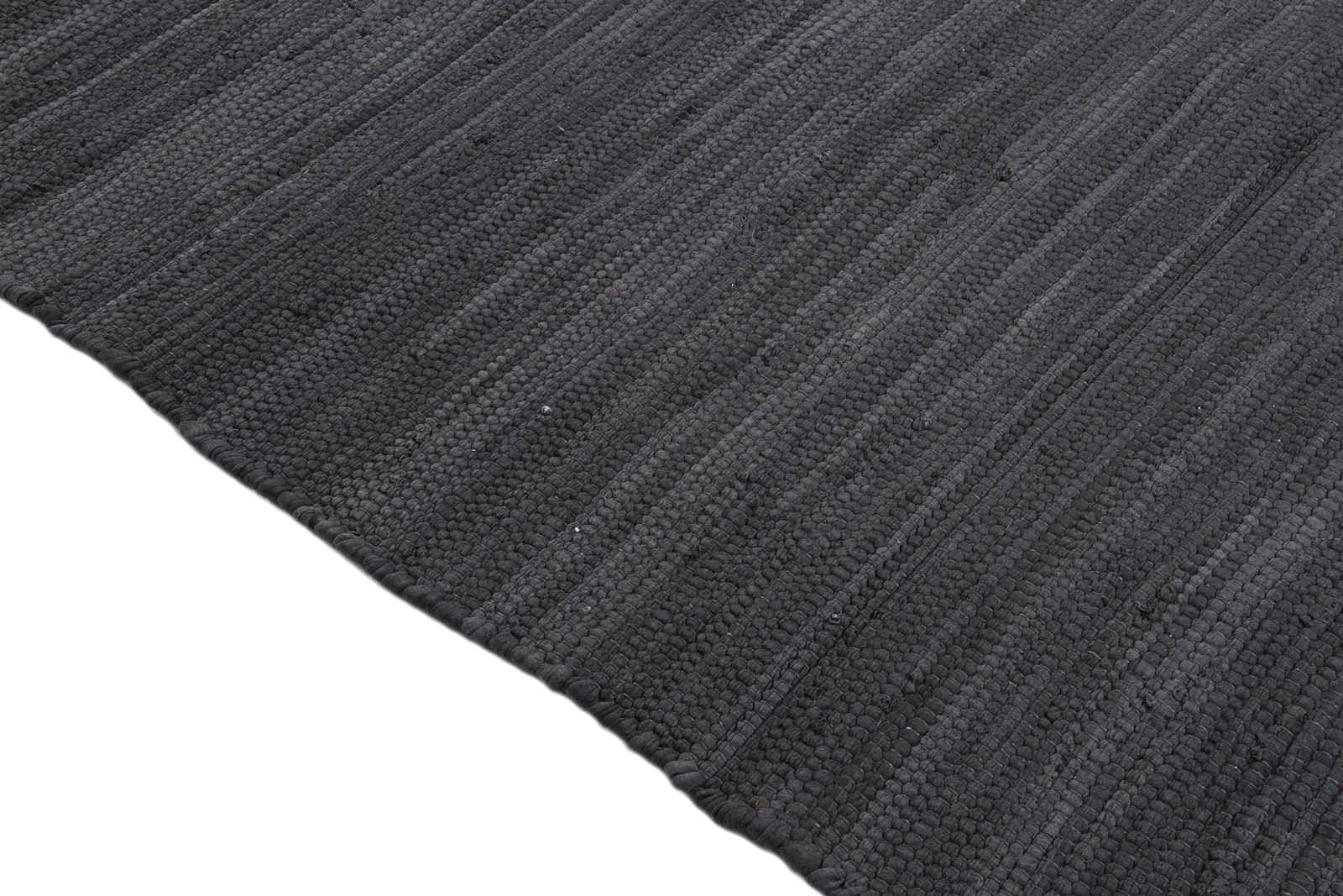 ABC Italia Tappeto antimacchia, lavabile, cotone, frange, tinta unita, colore: grigio scuro, dimensioni: 120 x 180 cm