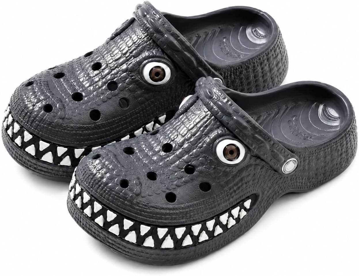 Trending 3D Crocodile Clogs Color Premium Quality Unisex Garden Shoes Ultra Soft Anti Slip Breathable Sandals for Adults (Dark Grey, US Footwear Size System, Adult, Men, Numeric, Medium, 5.5)