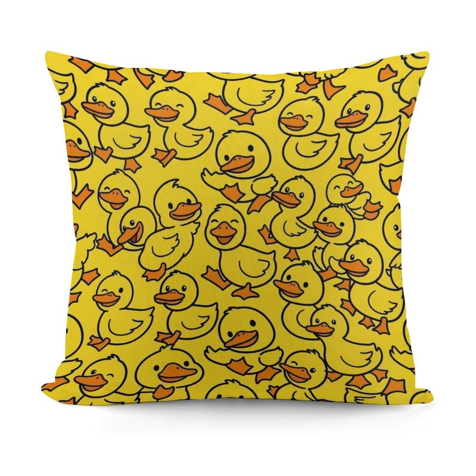 Smazdfxx Picture(210) Plush Pillow Cover With Zipper For Living Room,Bedroom, Sofa Yellow Rubber Duck Couch Cushion Decorative
