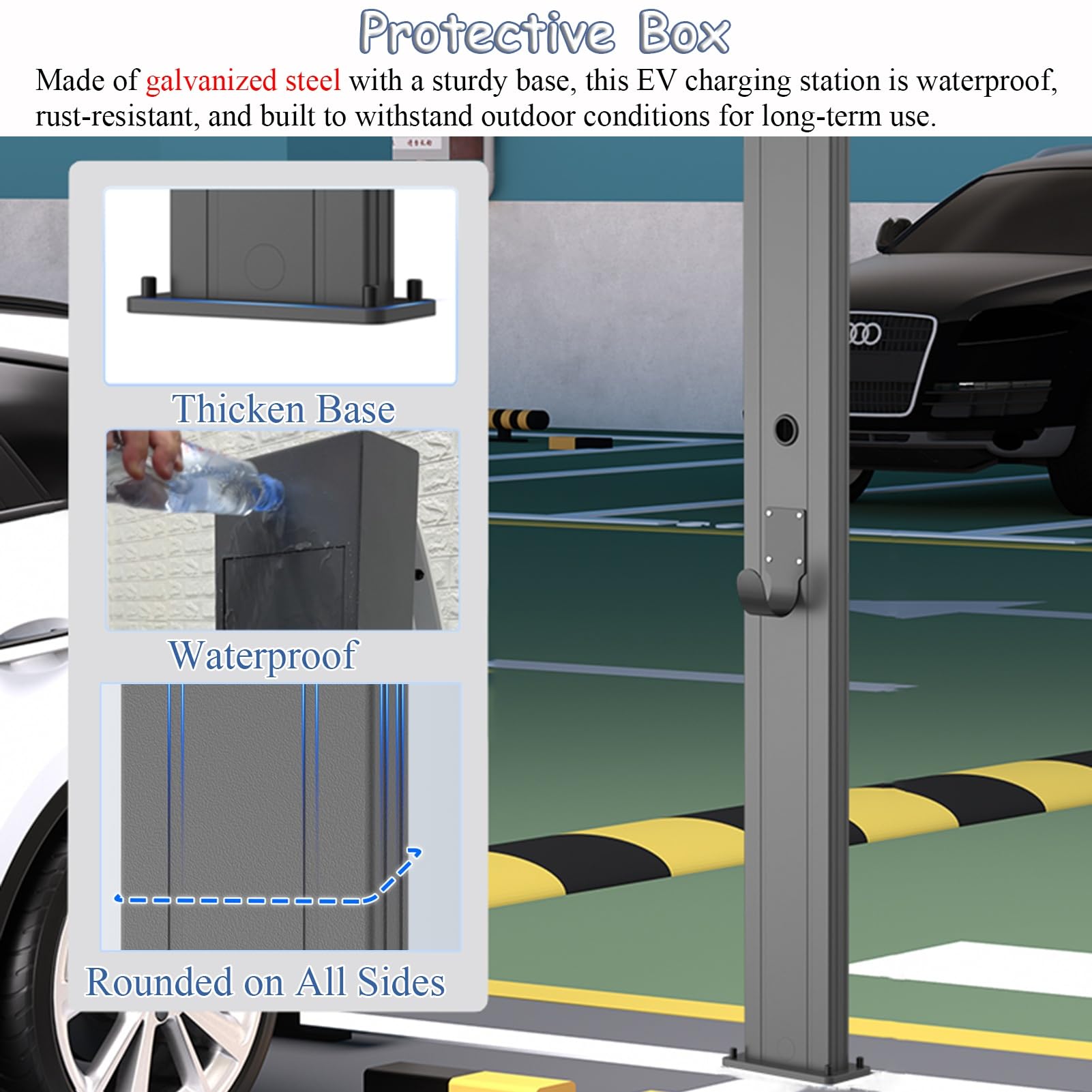 UrbanUp EV Ladestation Halterung Garagen-Ladesäule für Elektrofahrzeuge mit Regenschutz, Ladesäule für Fahrzeuge mit Alternativem Antrieb, Halterung für Ladekabel(Gray)