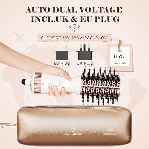 Miniatura 2 de Cepillo Secador de Viaje 2 en 1, Mini Cepillo de Aire Caliente de Doble Voltaje 110V-240V, Hair Trends Nano Titanium de 2 Pulgadas Secador de