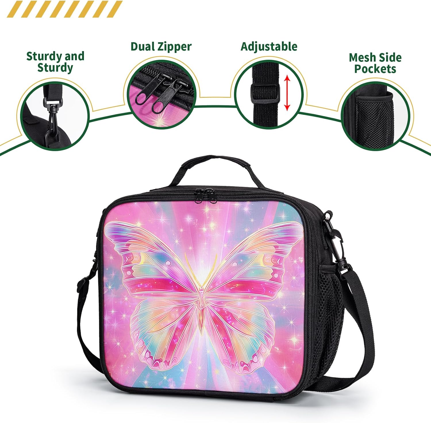 Butterfly Lunch Box Girls Pink Purple