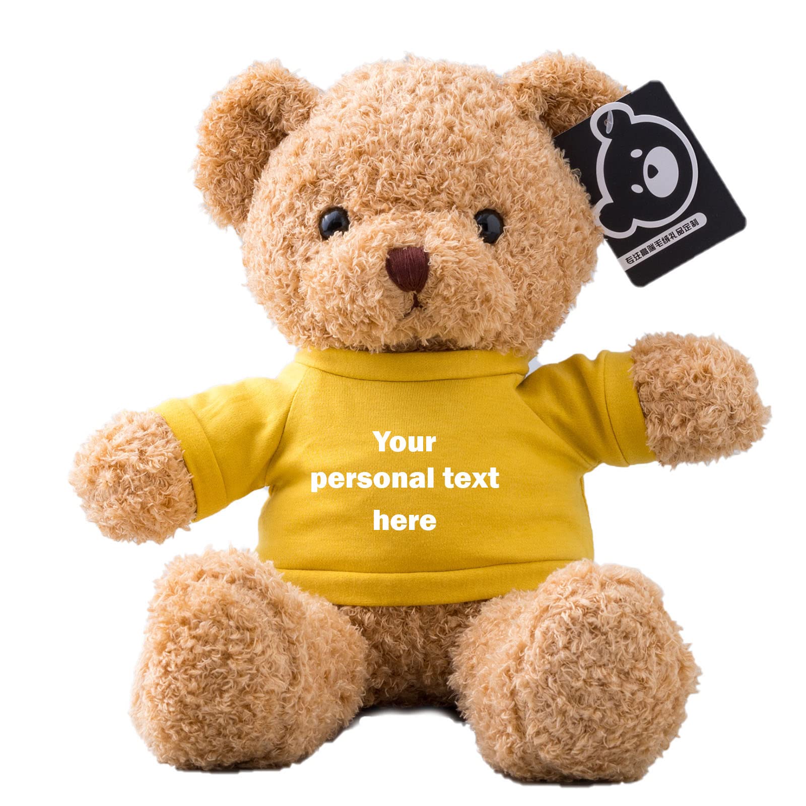 ADORSUN Personalised Teddy Bear Stuffed Animal with Customised Text, Stuffed Bear as Personalised Gift for Women/Men on Valentines' Day/Birthday/Anniversary 12inch-T Shirt-Yellow