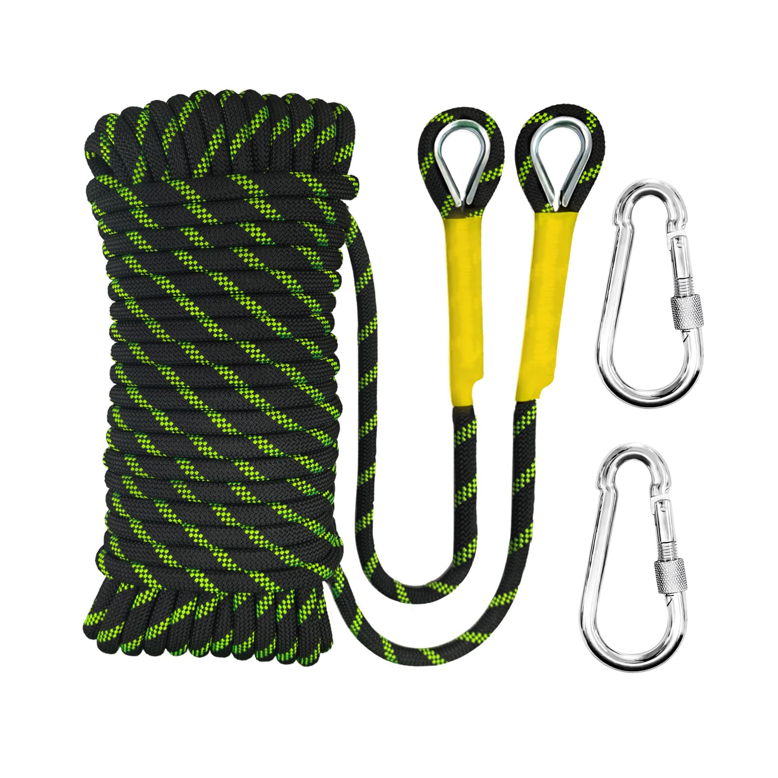 30m Statisches Kletterseil 8mm mit 2 Karabiner, UIAA
