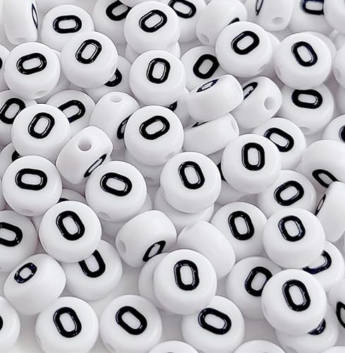 Vista 20 de 100 cuentas de letras, cuentas redondas blancas acrílicas del alfabeto de 0.157 x 0.276 pulgadas, cuentas de la letra H para hacer joyas, pulseras