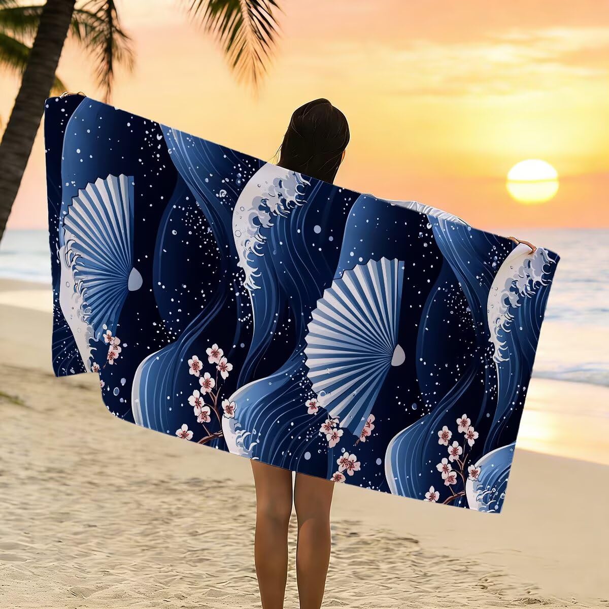 Ręcznik plażowy z mikrofibry, duży ręcznik plażowy 90 x 200 cm 2 sztuki, damski ręcznik gimnastyczny szybkoschnący, odporny na piasek ręcznik z mikrofibry, lekkie ręczniki gimnastyczne na prezent