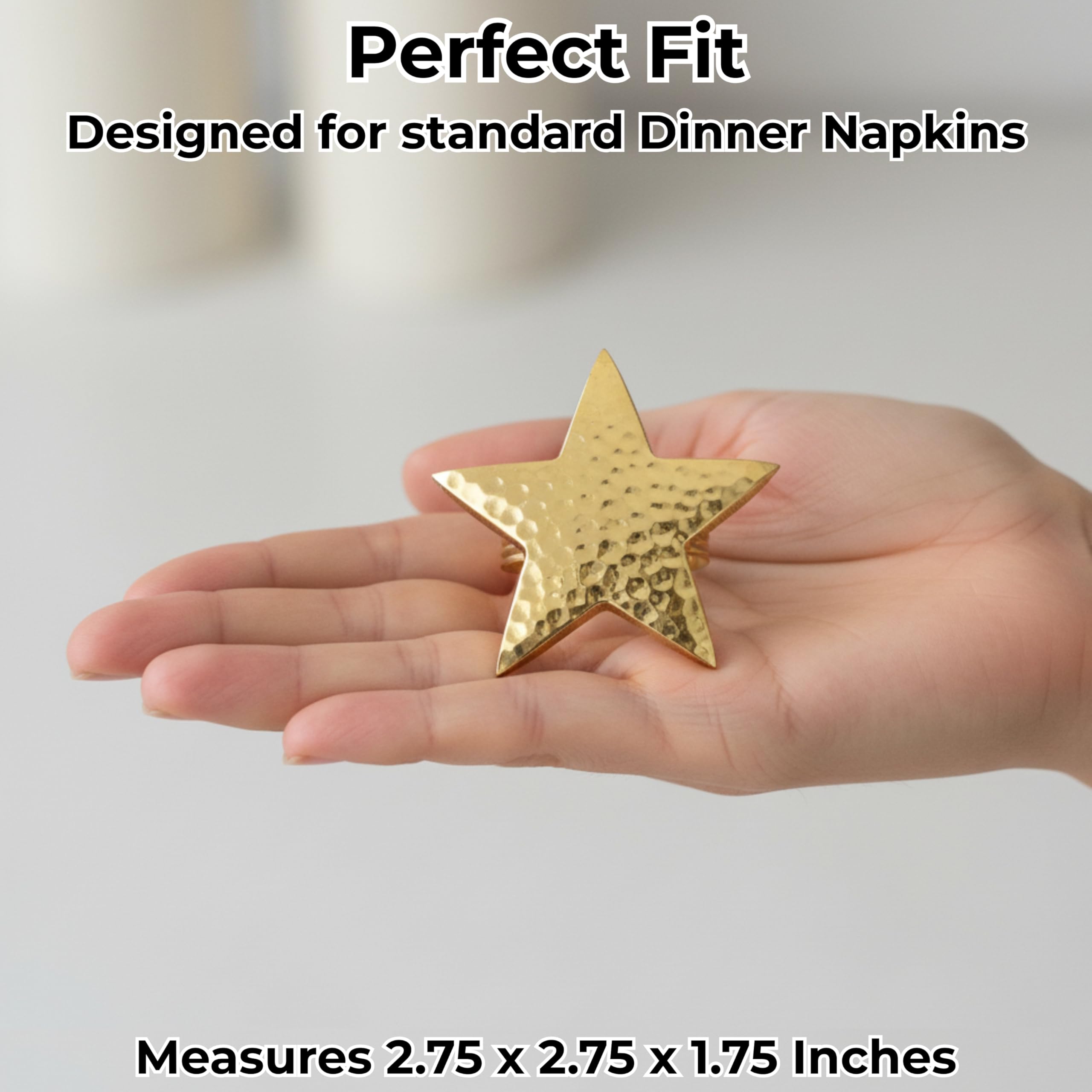 CLEENTABLE 12 portatovaglioli decorativi in metallo a forma di stella, per eleganti decorazioni da tavola, feste, matrimoni, vacanze, cene quotidiane, decorazione metallica per la tavola (oro)
