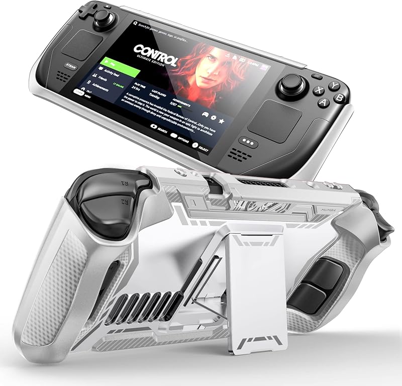 [Blade Series] Case for Steam Deck/Steam Deck OLED with Kickstand, TPU Grip Shock Protective Cover Accessories, Heat Dissipation Friendly, Anti-Slip & Anti-Scratch Protector (Gray)