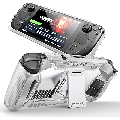 Mumba [Blade Series Case for Steam Deck / Steam Deck OLED with Kickstand, TPU Grip Shock Protective Cover Accessories, Heat Dissipation Friendly, Anti-Slip & Anti-Scratch Protector (Gray)