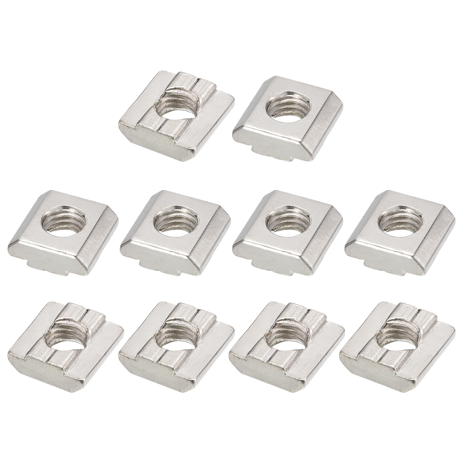 TOP-VIGOR M8 Sliding T Slot Nuts 50Pcs, Nickel Plated Carbon Steel Hammer Head Roll-in T-Nuts for 3030 Aluminium Extrusion Profile, T-Slot Fasteners for CNC and 3D Printer Assembly