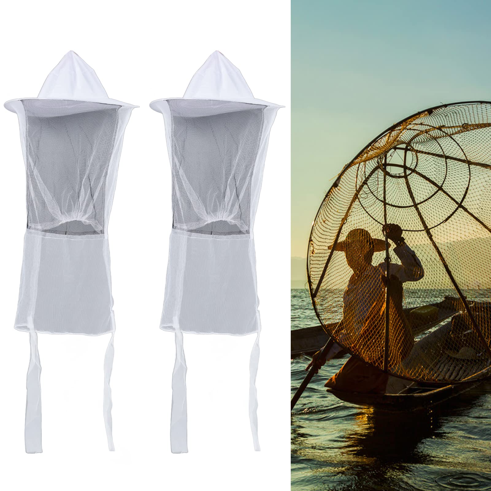 Septpenta Confezione da 2 Cappelli Protettivi da Apicoltore con Rete di Garza Traspirante, Cappelli da Apicoltore con Rete Anti Api per Apicoltori, Pescatori, Cacciatori, Escursionisti