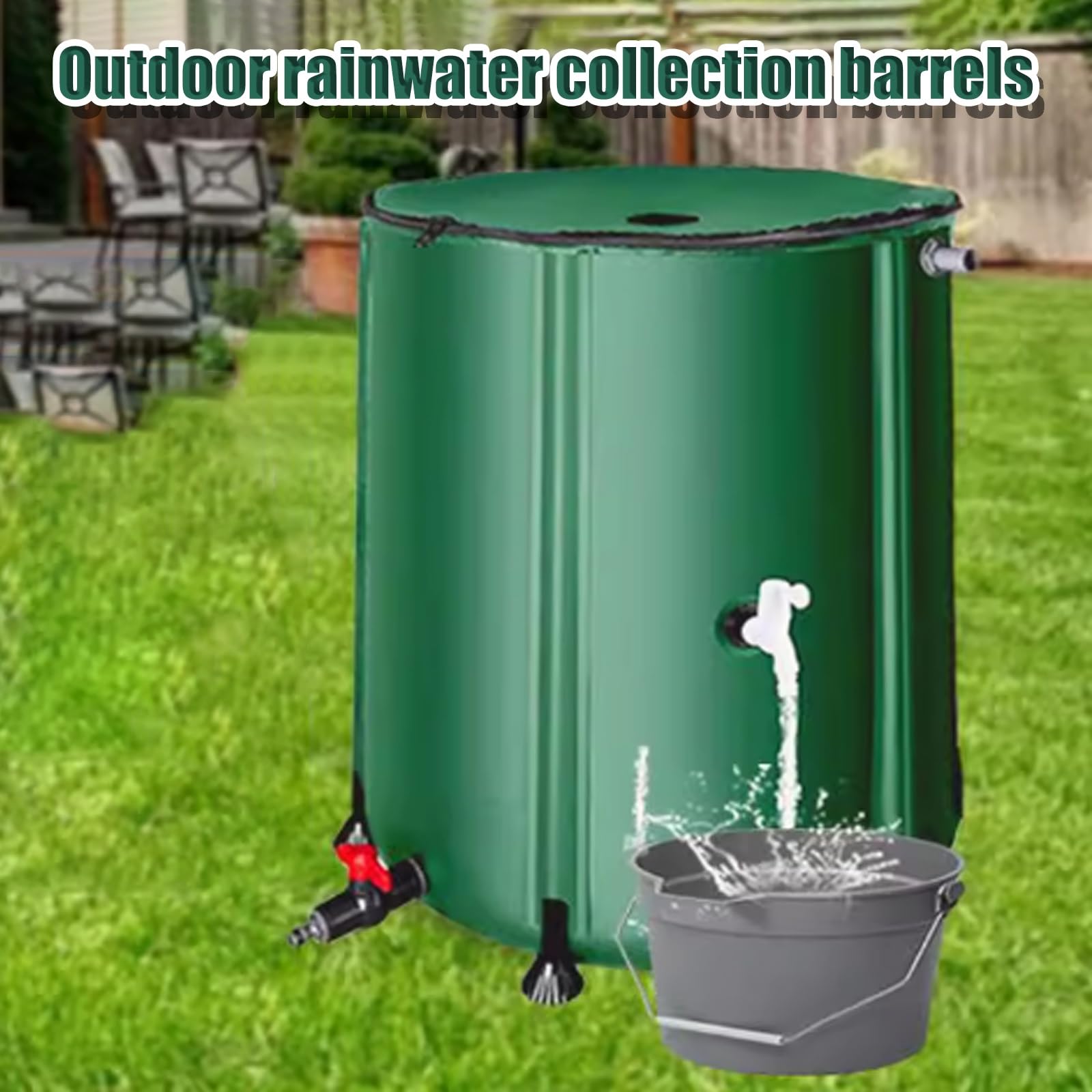 Serbatoio d'acqua portatile, pieghevole, da giardino, per raccolta dell'acqua piovana, perfetto per terrazze e terrazze all'aperto