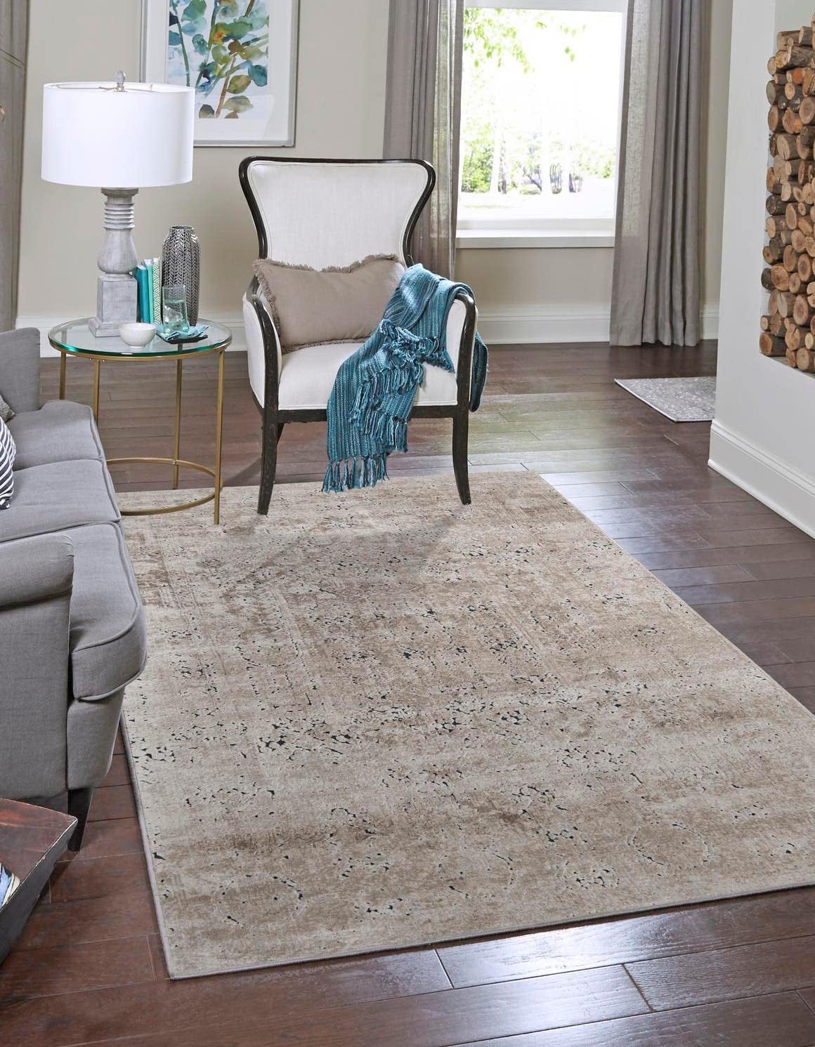Rugs.com Eliza Collection Rug – 7' x 10' Beige Low Rug Perfect for Bedrooms, Dining Rooms, Living Rooms