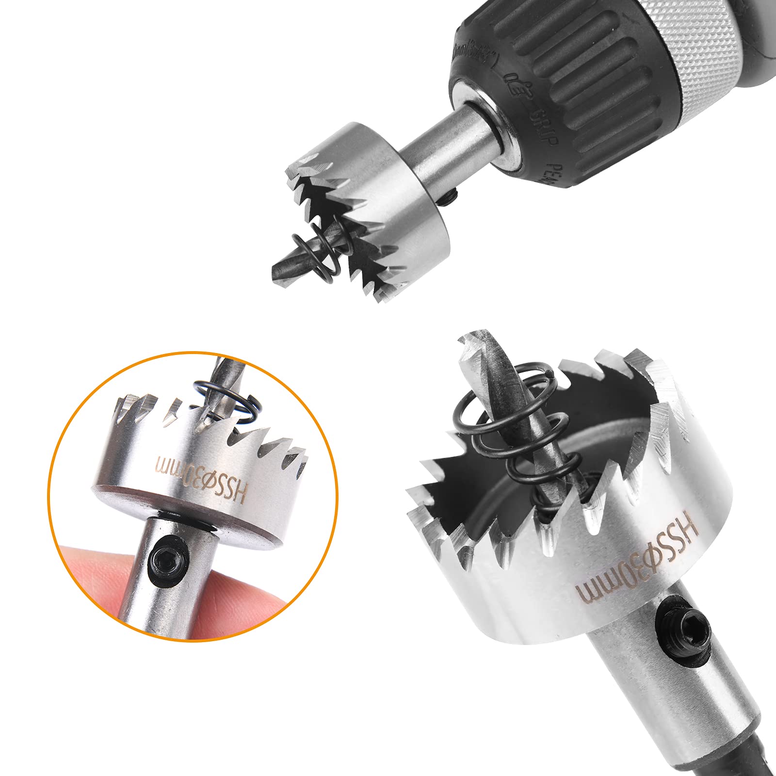 Flintronic Set di 5 seghe a tazza HASS in titanio per trapano da 16, 18,5, 20, 25, 30 mm