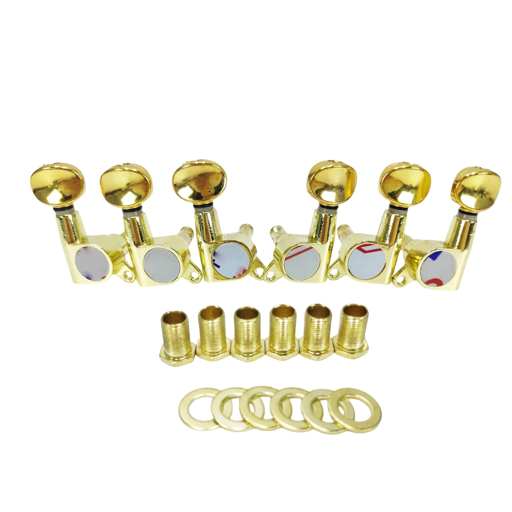 Gitarren stimmwirbel 6 Stücke Elektrische Gitarre String Pegs Locking Tuning Tuner Mechaniken Knöpfe 3L3R Einfach Zu Installieren(Gold)