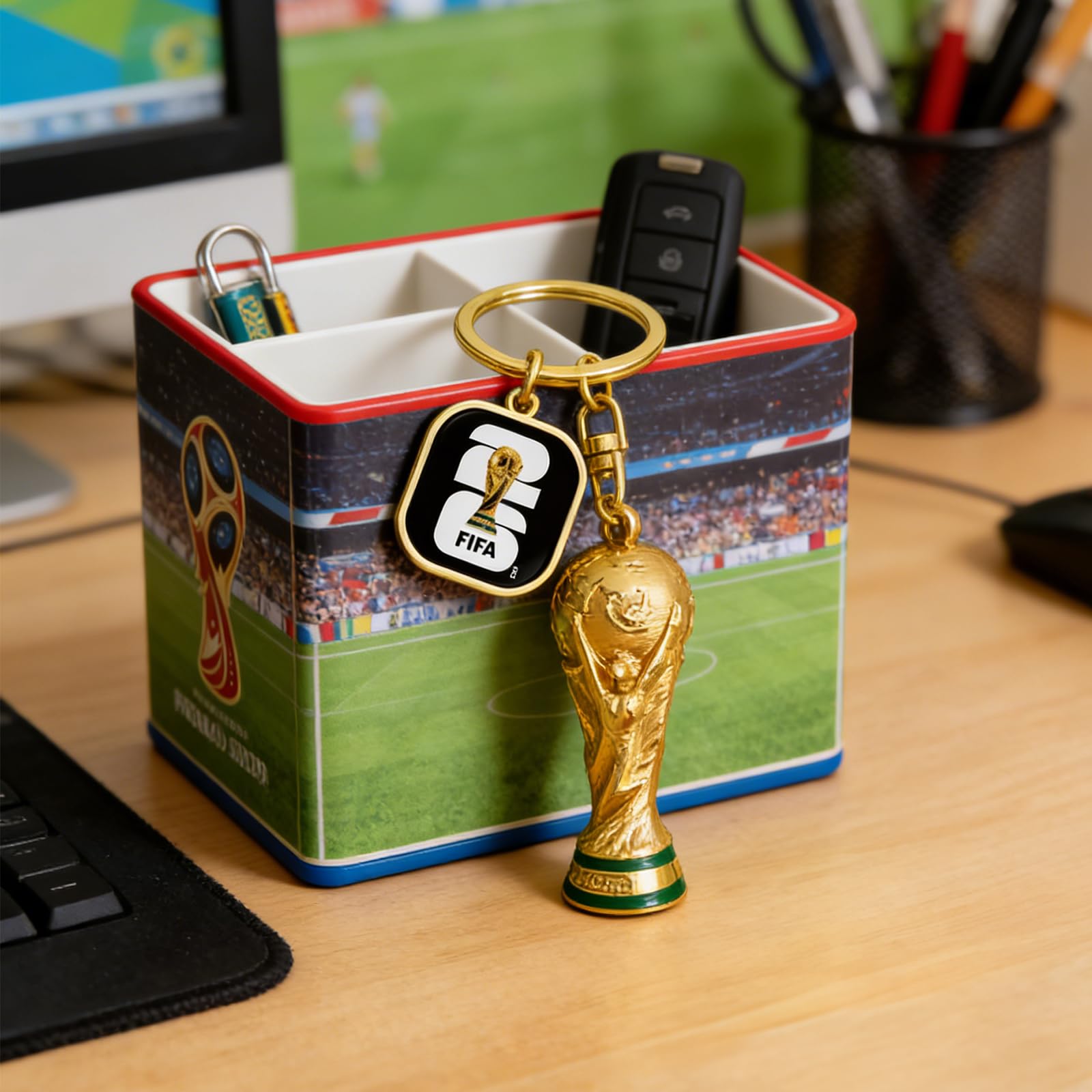 FIFA World Cup 2026 Official Gift, Portachiavi Ufficiale FIFA Coppa del Mondo 2026, lega di zinco premium, Perfetto per Zaini, Chiavi & Bagagli