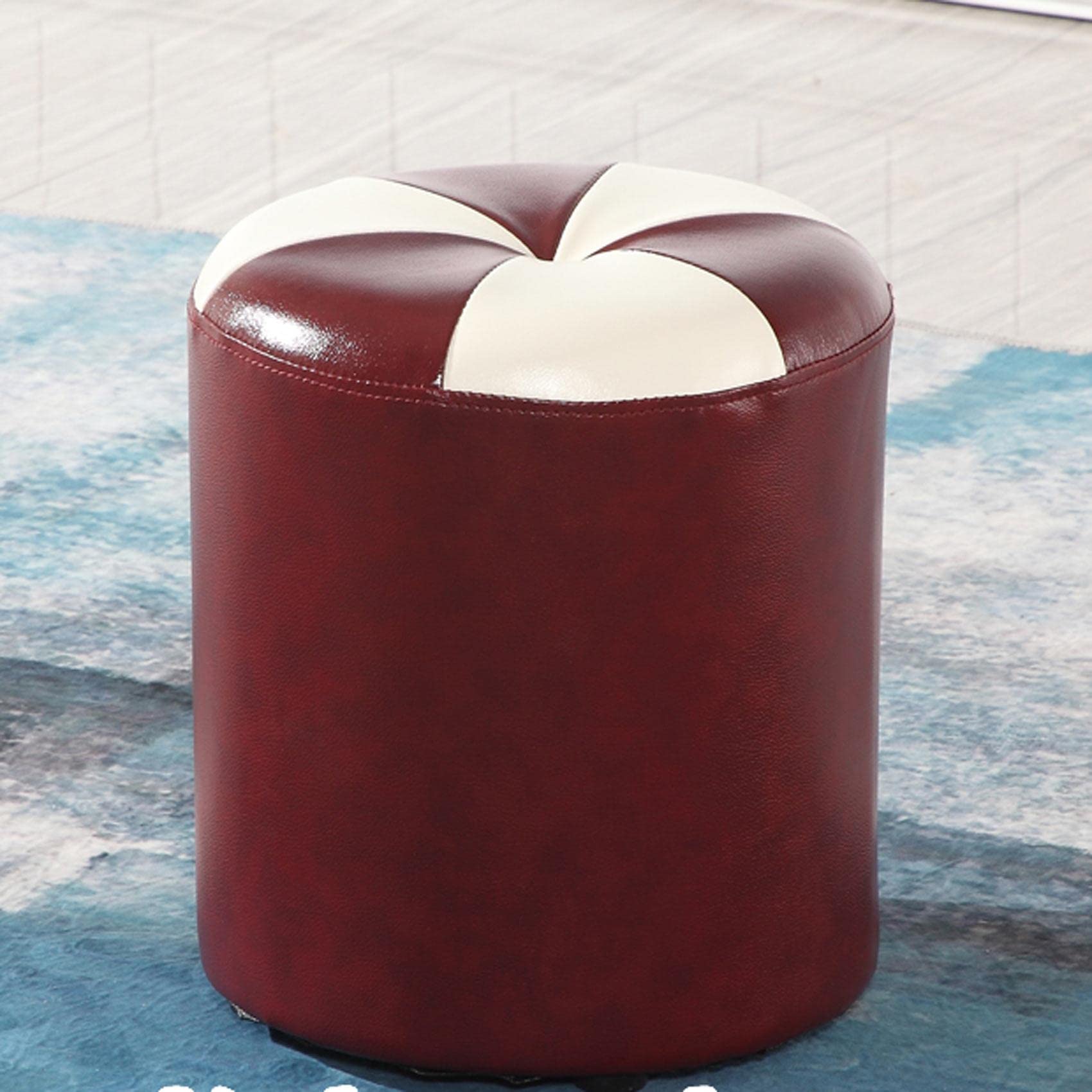 Pouf rond en cuir gain de place avec double fonction coffre à chaussures de salon