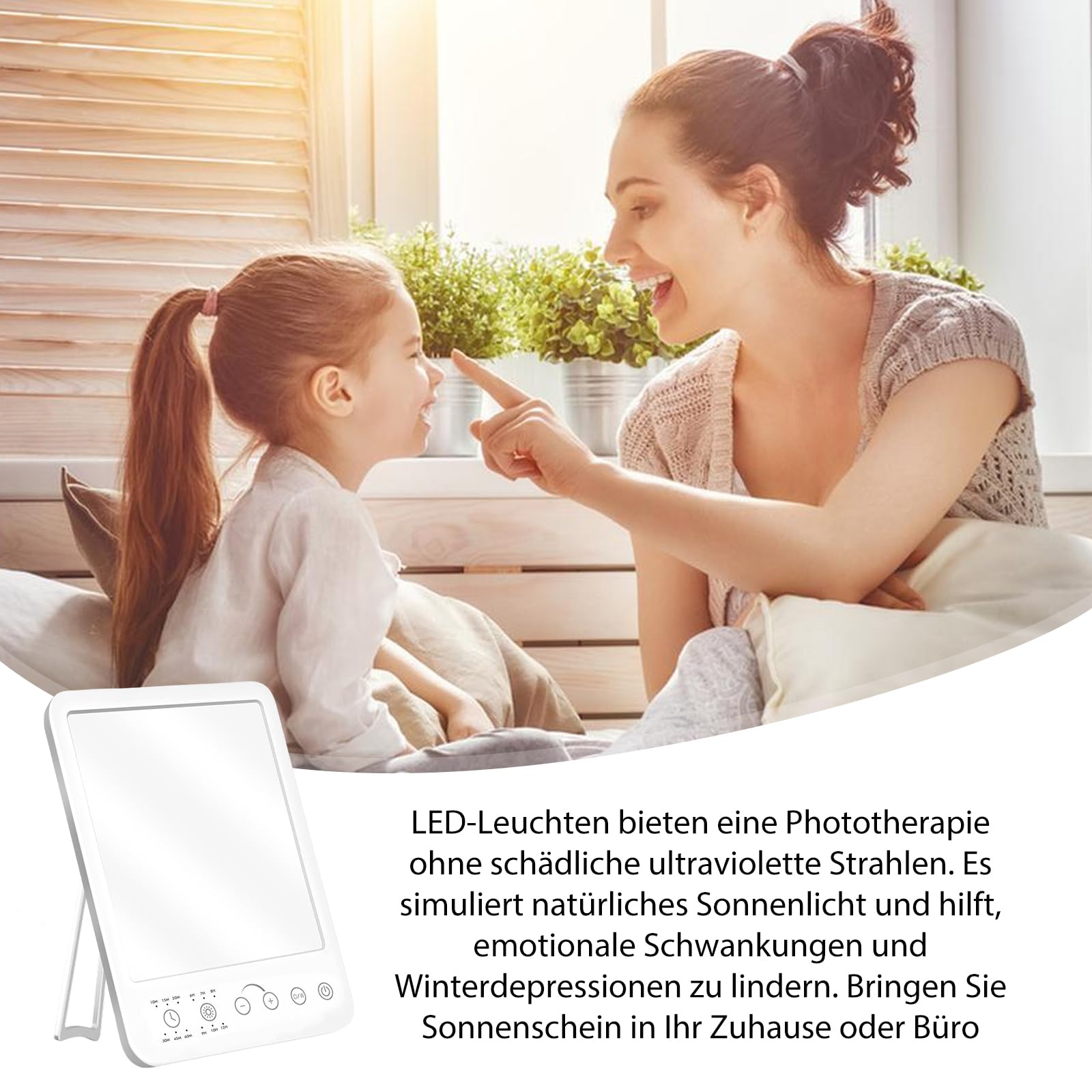 HOSPAOP Lámpara de Luz Diurna 10000 Lux LED Terapia de Luz sin UV con Regulador de Intensidad, Lámpara de Fototerapia de Espectro Completo con Temporizador y Memoria