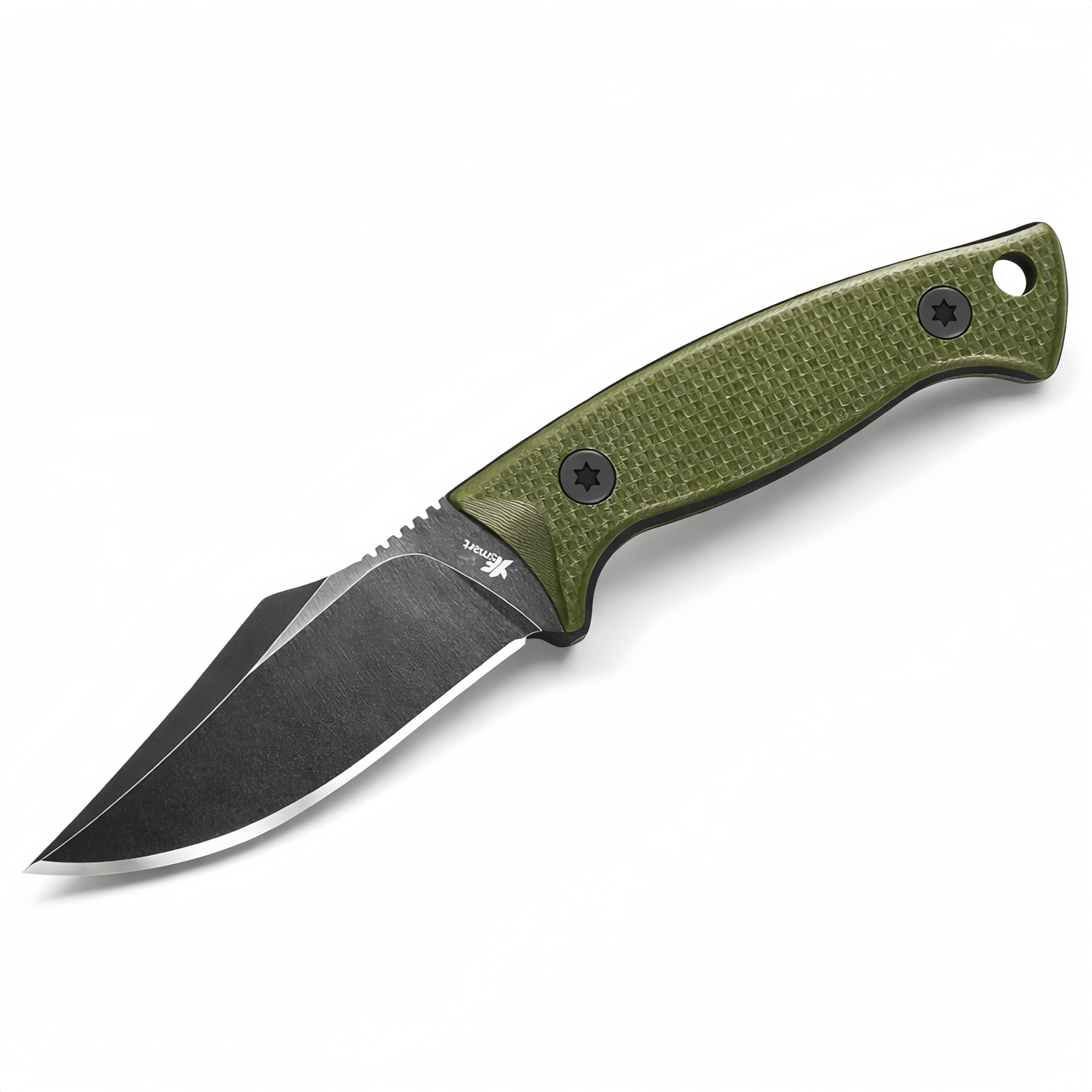Coltello da collo a lama fissa compatto da 2,4' con acciaio inossidabile D2, fodero K, clip da cintura e impugnatura G-10 di alta qualità per un trasporto confortevole (GREEN)