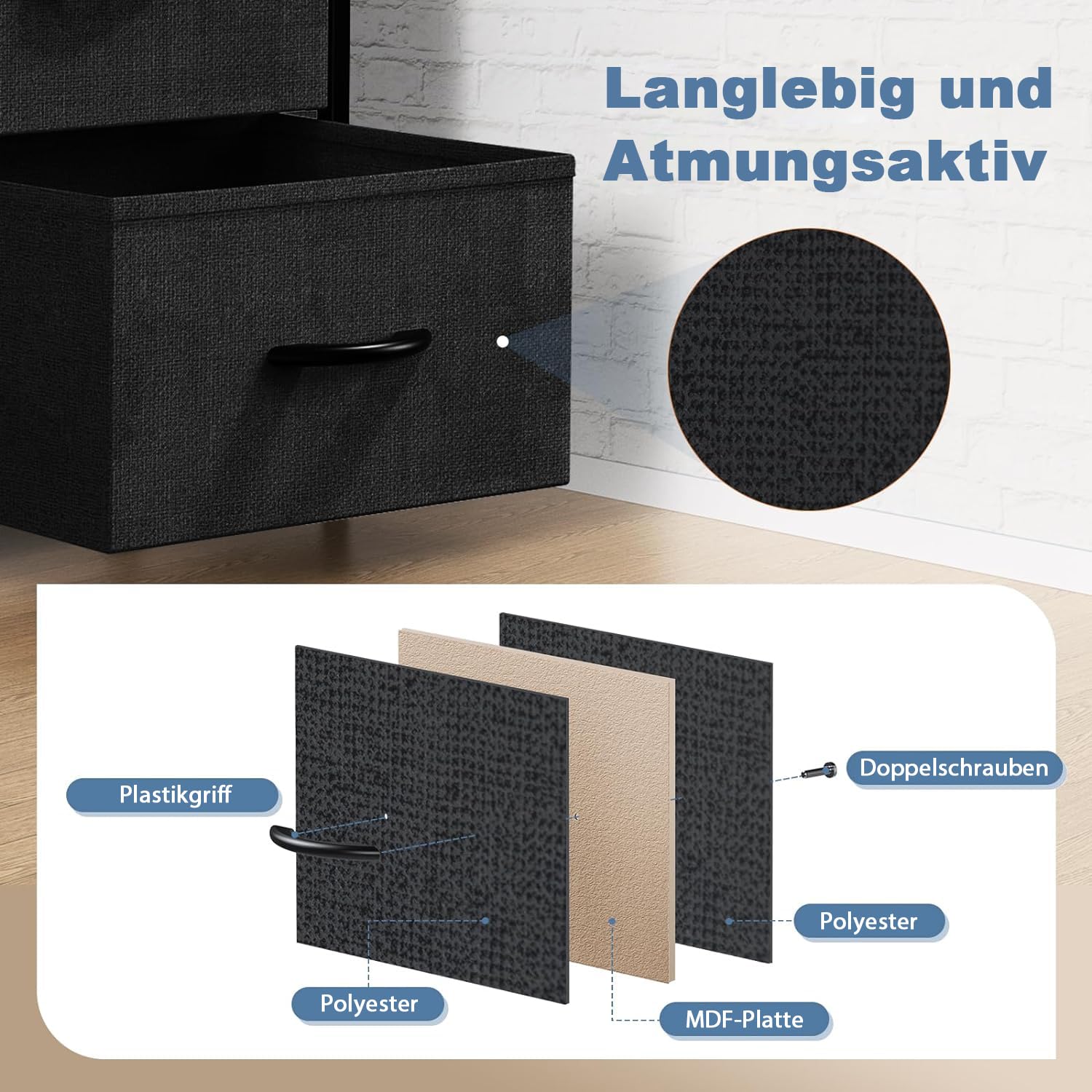 Commode Kast 7 Stoffen Laden Met Handgrepen Metalen Frame Industrieel Design Wit Eiken