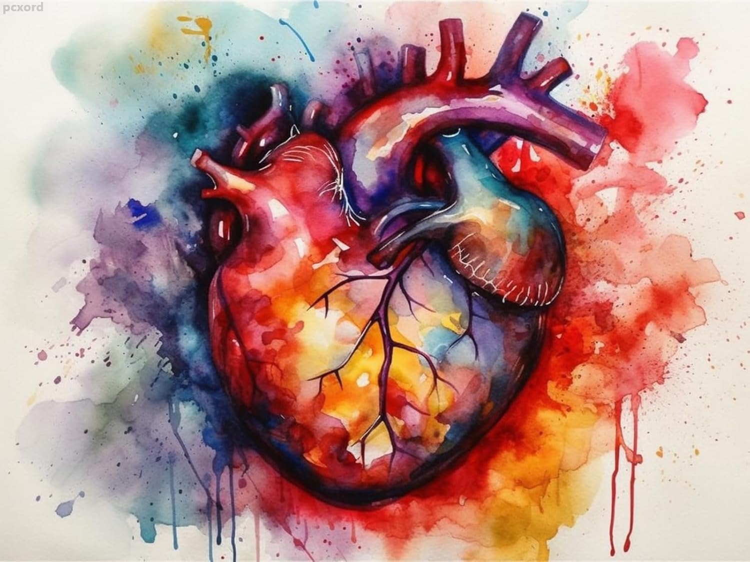 pcxord The Human Heart Body 5D Adult Diamond Art, DIY Diamond Art Painting Kit for Decor Canvas 12x16inch